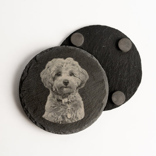 Pet Photo Slate Coaster - Round