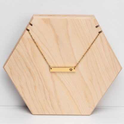 Personalized Paw Print Cutout Horizontal Bar Necklace