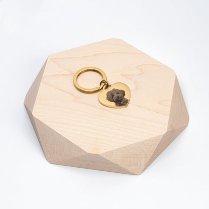Pet Photo or Paw Print Heart Keychain