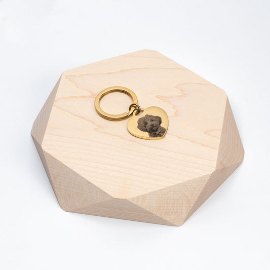 Pet Photo or Paw Print Heart Keychain