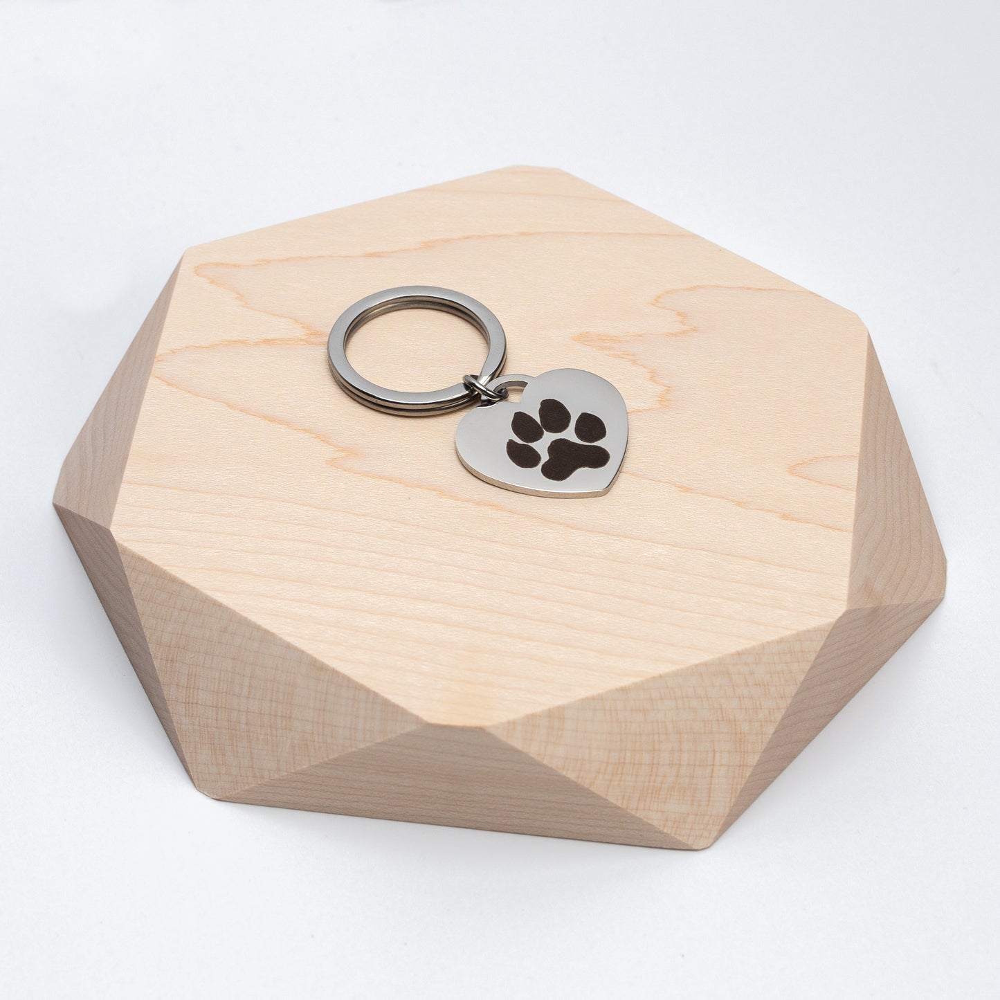 Pet Photo or Paw Print Heart Keychain