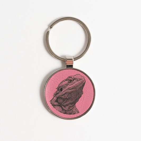 Custom Pet Photo Keychain - Round Leatherette/Metal
