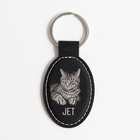 Custom Pet Photo Keychain - Oval