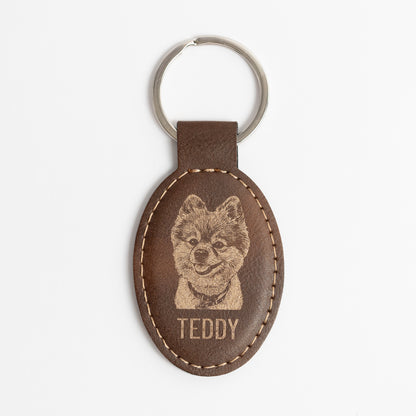 Custom Pet Photo Keychain - Oval