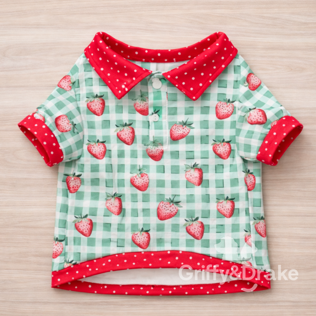 Griffy & Drake Collar Shirt - Strawberry Picnic