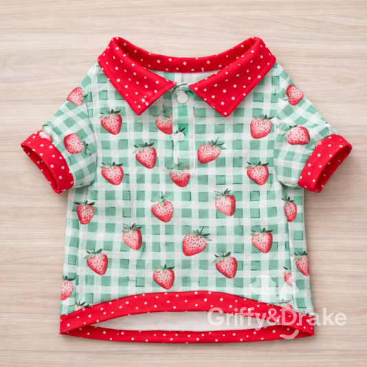 Griffy & Drake Collar Shirt - Strawberry Picnic