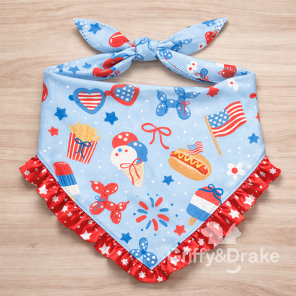 Griffy & Drake Ruffle Bandana - Patriotic Paws