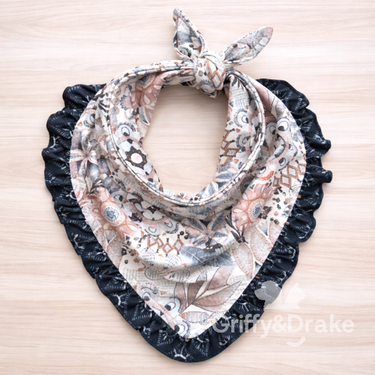 Griffy & Drake Ruffle Bandana - Sandstone Bloom